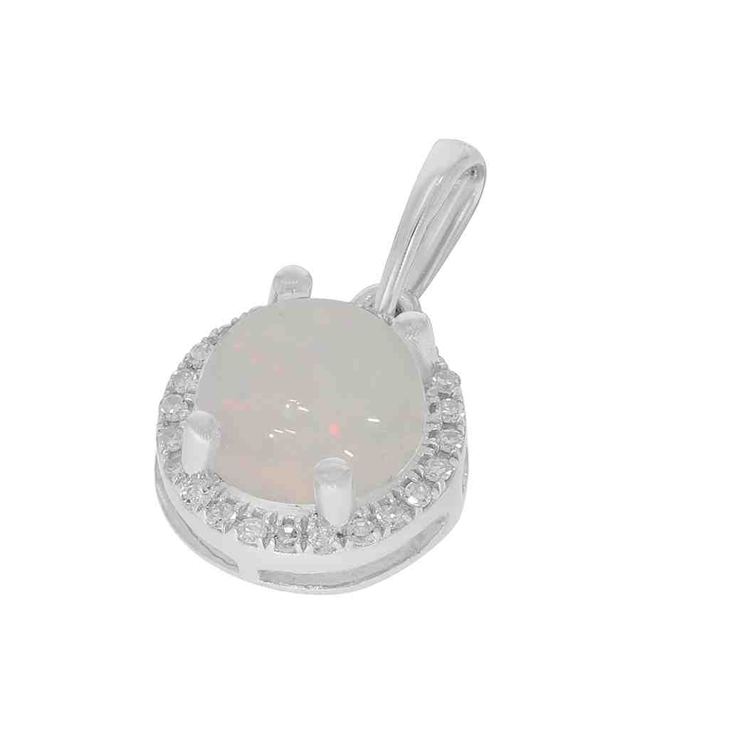 Round Opal with a Halo Pendant PD31343A OPAL